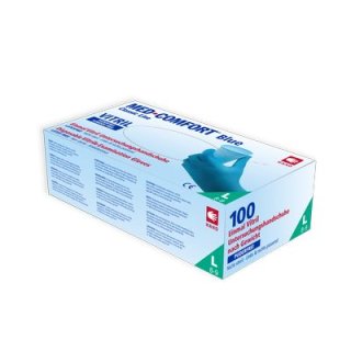 Med-Comfort Vitril Handschhuhe, puderfrei, unsteril, blau, 100 St&uuml;ck