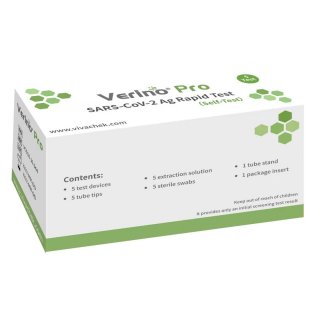 Verino Pro Test Kit, COVID-19-Antigen, Laientest, vorderer Nasenbereich, 5 St&uuml;ck