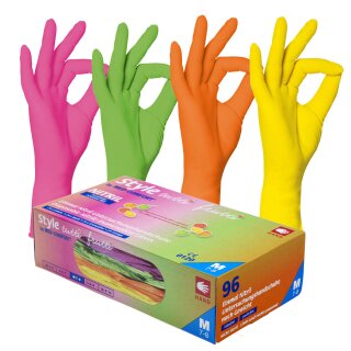 Style tutti frutti by Med-Comfort Nitril-Untersuchungshandschuhe, unsteril, puderfrei, 96 Stück Gr. M