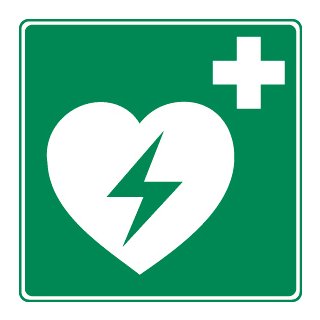 Rettungszeichen (Hinweisschild) Defibrillator 200 x 200 mm, nachleuchtend